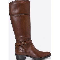 Geox - Kozaki. Białe botki damskie na obcasie Geox, z materiału. W wyprzedaży za 499,90 zł.