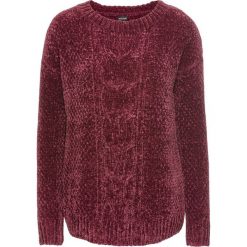Sweter z szenili bonprix czerwony klonowy. Czerwone swetry klasyczne damskie marki bonprix, z wełny, eleganckie. Za 44,99 zł.