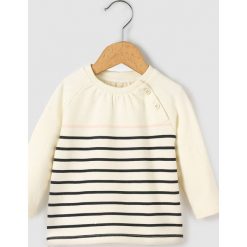 Bluza w paski 1-36 m-cy Oeko-Tex. Szare bluzy dziewczęce marki La Redoute Collections, w paski, z bawełny, z długim rękawem, długie. Za 52,88 zł.