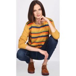 Żółty Sweter Handbook. Żółte bez kategorii Born2be, xl, w paski, z okrągłym kołnierzem. Za 34,99 zł.