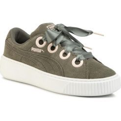 Sneakersy PUMA - Platform Kiss Sd Jr 367459 02 Castor Gray/Pearl/Puma White. Zielone półbuty damskie Puma, ze skóry. W wyprzedaży za 249,99 zł.