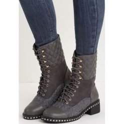 Szare Botki It Beats Me. Szare buty zimowe damskie Born2be, z materiału, na niskim obcasie. Za 89,99 zł.