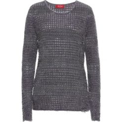 Sweter z lureksową nitką, długi rękaw bonprix szaro-srebrny. Szare swetry klasyczne damskie bonprix. Za 79,99 zł.