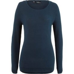 Sweter z rozcięciami po bokach bonprix ciemnoniebieski. Niebieskie swetry damskie bonprix, bez wzorów, bez rękawów, bez kaptura. Za 69,99 zł.