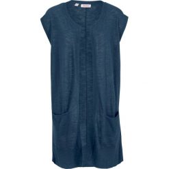 Sweter rozpinany, bardzo długi bonprix ciemnoniebieski. Niebieskie swetry damskie bonprix, bez wzorów, z długim rękawem, długie, bez kaptura. Za 74,99 zł.
