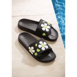 Czarno-Zielone Klapki Calm Me Down. Czarne klapki damskie Renee, w paski. Za 49,99 zł.
