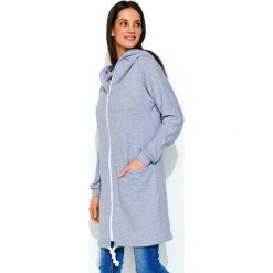 Numinou bluza damska NU_nu166 uniwersalny, szary. Szare bluzy damskie Numinou, uniwersalny, bez wzorów, z długim rękawem, długie, z kapturem. Za 339,00 zł.
