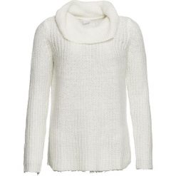 Sweter z golfem bonprix biel wełny. Białe swetry damskie bonprix, bez wzorów, z wełny, bez rękawów. Za 69,99 zł.