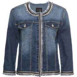 Bomberki damskie: Kurtka dżinsowa z frędzlami bonprix ciemny denim