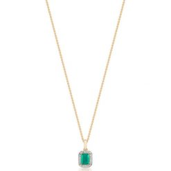 PROMOCJA Wisiorek Złoty - złoto 585, Diament 0,06ct,szmaragd. Żółte zawieszki damskie z cyrkonią, złote. W wyprzedaży za 1790,00 zł.