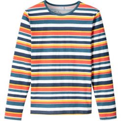 Shirt w paski z długim rękawem bonprix żółty szafranowy - niebieskozielony - biały w paski. Żółte t-shirty chłopięce bonprix, w paski, z długim rękawem. Za 24,99 zł.