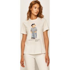 Polo Ralph Lauren - T-shirt. Białe bluzki damskie Polo Ralph Lauren, s, z nadrukiem, z bawełny, z okrągłym kołnierzem. W wyprzedaży za 269,90 zł.