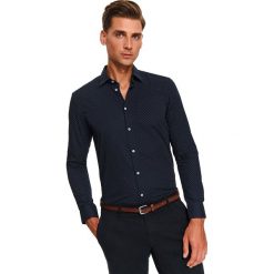 Koszula w drobną kropkę regularny krój. Koszule męskie Top Secret, na zimę, m, bez wzorów, z tkaniny, eleganckie, z klasycznym kołnierzykiem, z długim rękawem. W wyprzedaży za 49,99 zł.