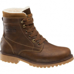 Kozaki męskie Dockers brązowe. Brązowe glany męskie DOCKERS, z materiału, na sznurówki. Za 239,90 zł.