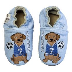 Buciki niemowlęce: Skórzane buty niemowlęce „Soccer Dog” w kolorze niebieskim