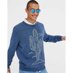 Swetry klasyczne męskie: Sweter z haftowanym kaktusem