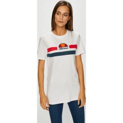 Ellesse - Top. Białe bluzki damskie marki Ellesse, s, z nadrukiem, z bawełny, casualowe, z okrągłym kołnierzem, z krótkim rękawem. W wyprzedaży za 99,90 zł.