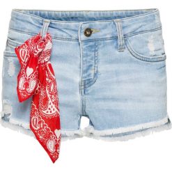 Szorty z bandaną bonprix jasnoniebieski "bleached". Niebieskie szorty damskie bonprix, bez wzorów, z jeansu. Za 89,99 zł.