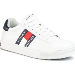 Sneakersy TOMMY HILFIGER - Low Cut Lace-Up Sneaker T3B4-30718-0900 D White/Blue X336. Białe trampki chłopięce TOMMY HILFIGER, bez wzorów, ze skóry ekologicznej, na sznurówki. Za 329,00 zł.