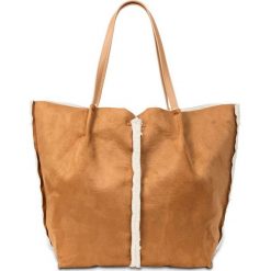 Torba shopper ze sztucznej skóry jagnięcej bonprix wielbłądzia wełna - kremowy. Pomarańczowe torby damskie na zakupy bonprix, bez wzorów, z wełny, bez dodatków. Za 49,99 zł.