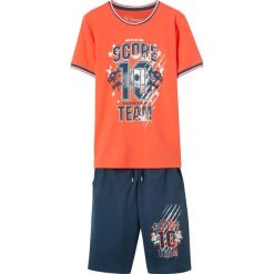 T-shirt + spodnie (2 części) bonprix neonowy pomarańczowy - ciemnoniebieski. Pomarańczowe t-shirty chłopięce bonprix, bez wzorów, bez rękawów. Za 44,99 zł.