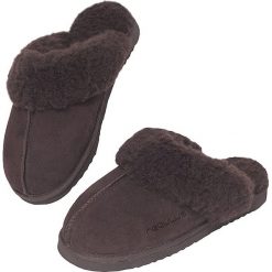 Kapcie damskie: Skórzane kapcie „Vermont” w kolorze brązowym