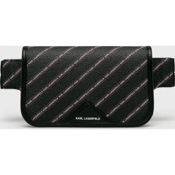 Karl Lagerfeld - Nerka. Czarne nerki damskie KARL LAGERFELD, w paski, ze skóry, casualowe, bez dodatków. W wyprzedaży za 499,90 zł.