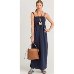 SUKIENKA OSCURO Max Mara Leisure. Niebieskie sukienki damskie Max Mara Leisure, na imprezę, s, z haftami, z bawełny, bez kołnierzyka, bez rękawów, maxi. Za 679,00 zł.