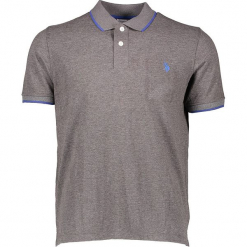 Koszulka polo w kolorze szarym. Szare bluzki damskie U.S. Polo Assn., s, z haftami, polo. W wyprzedaży za 130,95 zł.