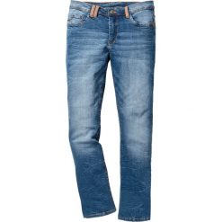 Dżinsy ze stretchem Slim Fit Stretch BOOTCUT bonprix niebieski "used". Niebieskie jeansy męskie bonprix, m, z aplikacjami. Za 109,99 zł.