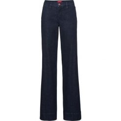 Dżinsy "soft-stretch" FLARED bonprix ciemnoniebieski. Niebieskie jeansy damskie bonprix, z jeansu. Za 99,99 zł.