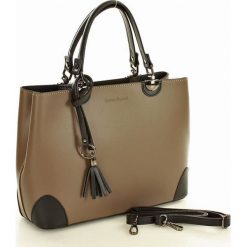 Kuferki damskie: Torebka italian bag kuferek skóra MARCO MAZZINI - taupe z czarnym