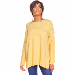 Sweter "Kymie" w kolorze żółtym. Żółte swetry klasyczne damskie marki So Cachemire, s, z kaszmiru, z okrągłym kołnierzem. W wyprzedaży za 173,95 zł.