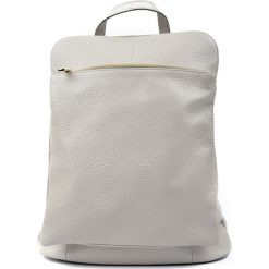 Plecaki damskie: Skórzany plecak w kolorze szarym – (S)36 x (W)30 x (G)13 cm