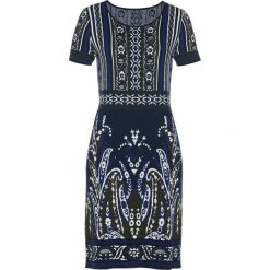 Sukienka dzianinowa bonprix ciemnoniebiesko-nocny oliwkowy. Niebieskie sukienki dzianinowe bonprix. Za 99,99 zł.