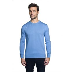 Sweter darton półgolf niebieski. Niebieskie swetry męskie Recman, m, bez wzorów, z golfem, bez kaptura. Za 169,00 zł.