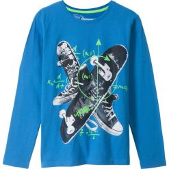Shirt chłopięcy z długim rękawem i nadrukiem bonprix niebieski. Niebieskie t-shirty chłopięce bonprix, z nadrukiem, z długim rękawem. Za 34,99 zł.