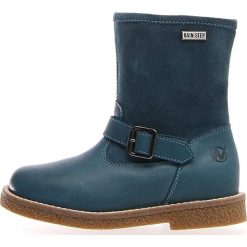 Skórzane botki zimowe "Band" w kolorze morskim. Niebieskie buty dziewczęce zimowe Naturino, na klamry. W wyprzedaży za 225,95 zł.