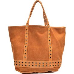 Shopper bag damskie: Skórzana torebka w kolorze koniaku – (S)33 x (W)50 x (G)18 cm
