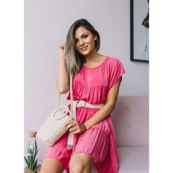 Sukienka Otylia pink - UNI. Różowe sukienki damskie z bawełny, krótkie, mini, rozkloszowane. Za 89,00 zł.