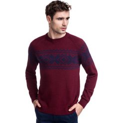 Sweter LEONE SWAR000334. Czerwone swetry męskie m, w geometryczne wzory, z wełny. Za 299,00 zł.