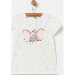 OVS - T-shirt dziecięcy x Disney 80-98 cm. Białe bluzki dziewczęce OVS, z aplikacjami, z elastanu, z okrągłym kołnierzem, z krótkim rękawem, krótkie, bez kaptura. Za 59,90 zł.