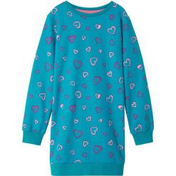 Sukienka dziewczęca dresowa bonprix ciemnoturkusowy. Niebieskie sukienki dziewczęce bonprix, z nadrukiem, z dresówki, bez rękawów. Za 37,99 zł.