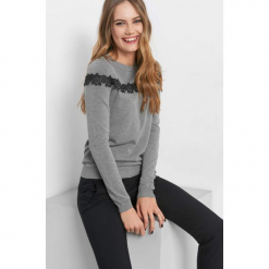 Lekki sweter z koronką. Szare bez kategorii Orsay, xs, z wiskozy. Za 79,99 zł.