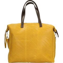 Torebki klasyczne damskie: Skórzana torebka w kolorze żółtym – 36 x 36 x 13 cm