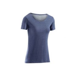 Koszulka krótki rękaw Regular Gym & Pilates 500 damska. Niebieskie bluzki sportowe damskie marki DOMYOS, xl, z bawełny. Za 19,99 zł.