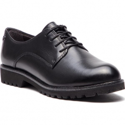 Oxfordy TAMARIS - 1-23725-21 Black Leather 003. Czarne creepersy damskie Tamaris, ze skóry. Za 289,90 zł.