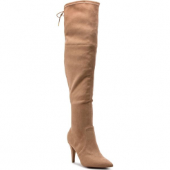Muszkieterki GUESS - FLNO24 ESU11 DBEIG. Brązowe buty zimowe damskie Guess, z materiału, na obcasie. Za 859,00 zł.