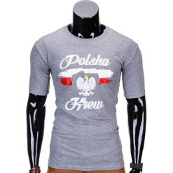 T-SHIRT MĘSKI Z NADRUKIEM S776 - SZARY. Szare t-shirty męskie z nadrukiem Ombre Clothing, m. Za 29,00 zł.