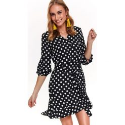 Sukienka mini w grochy. Czarne sukienki dziewczęce Top Secret, na lato, w grochy, eleganckie, z krótkim rękawem, krótkie, mini, asymetryczne. W wyprzedaży za 49,99 zł.